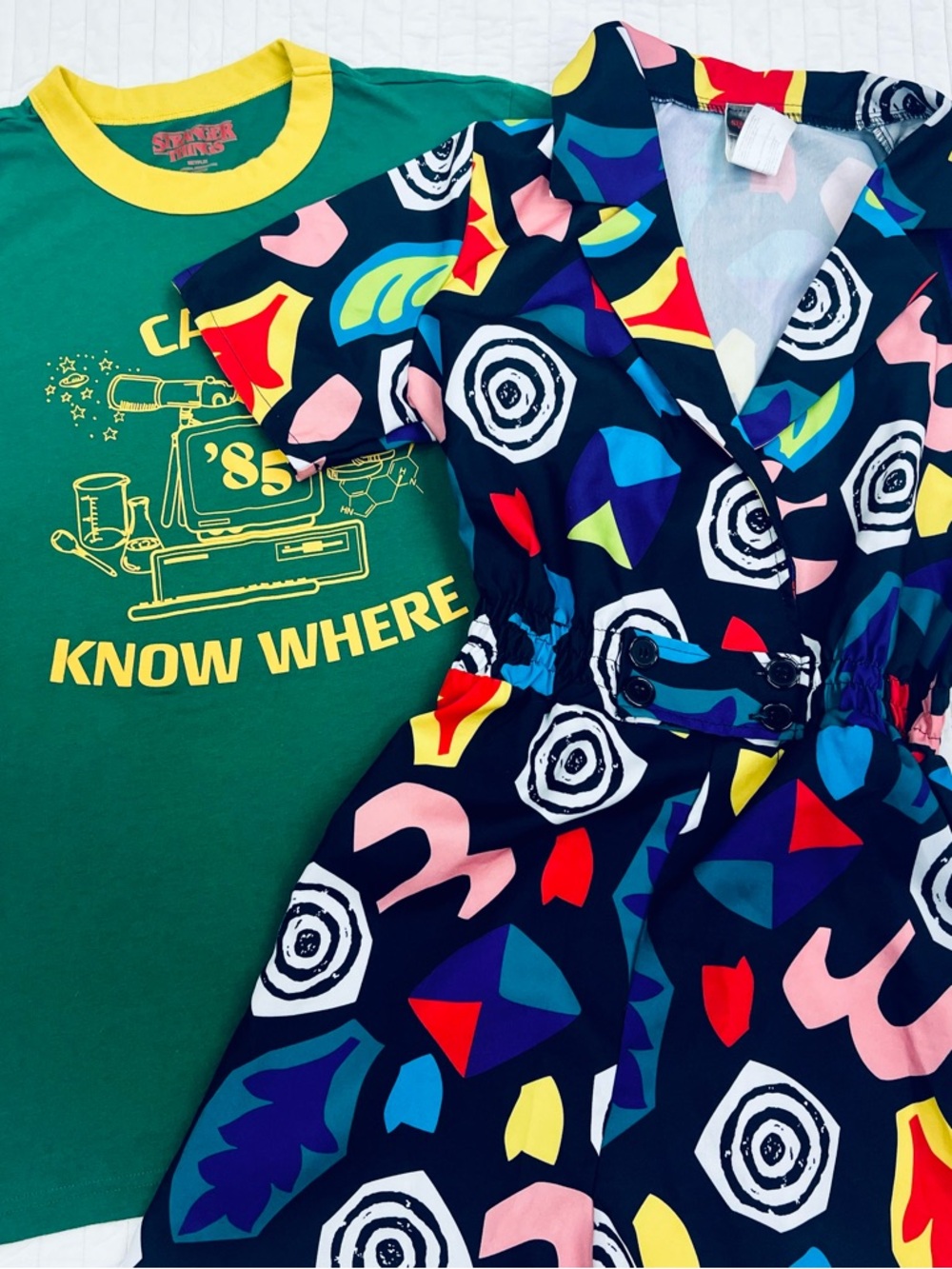 Stranger Things Bundle- Eleven’s romper and Dustin’s T-shirt, Both Medium